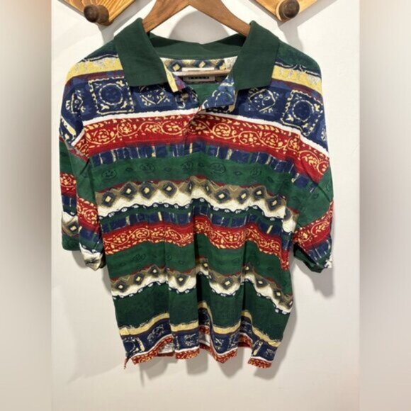 🌟VINTAGE 90s🌟 MEN ABSTRACT SHIRT - XL -100% cotton - Picture 2 of 6